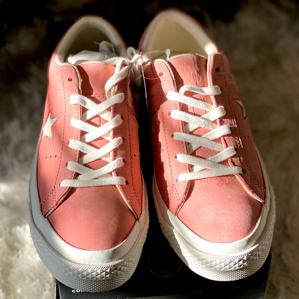Rose colored suede sneaker